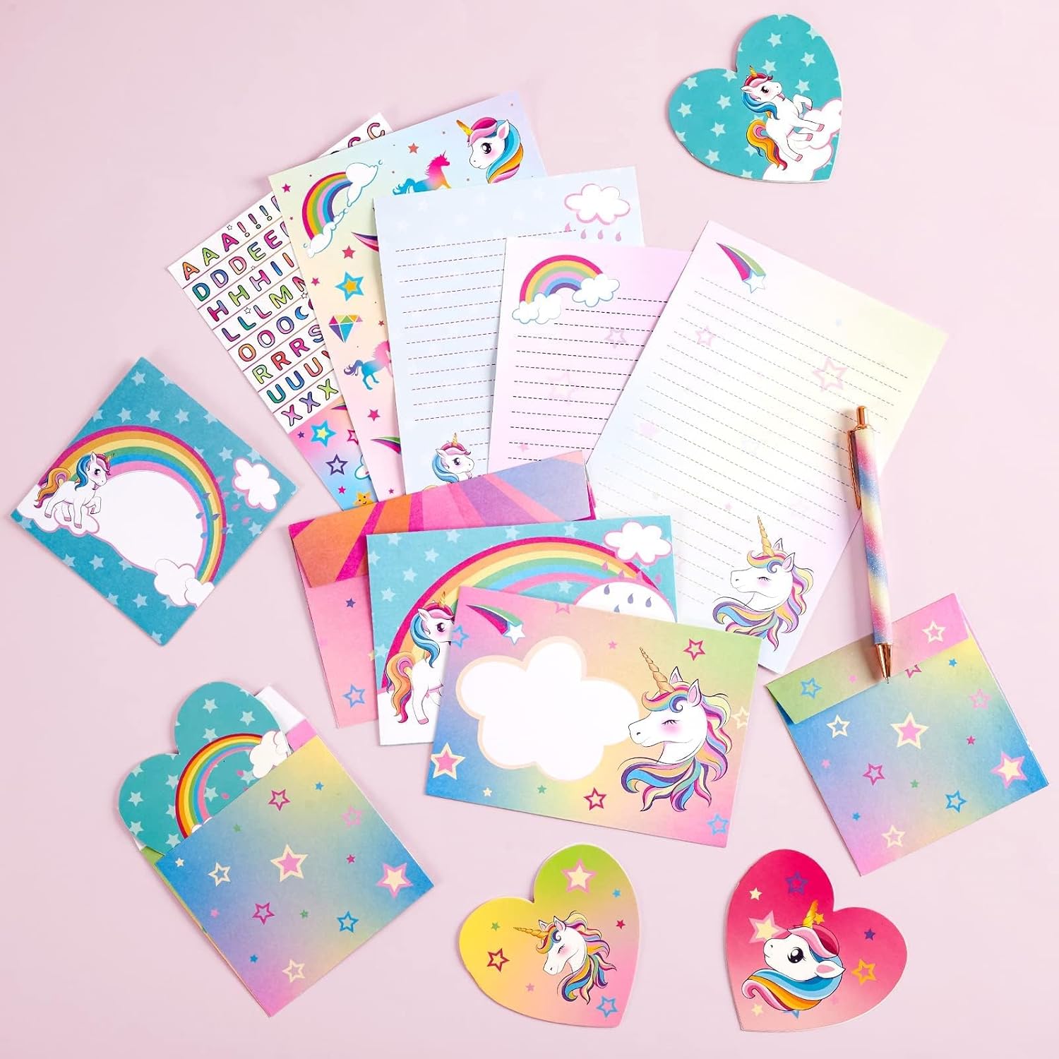 Unicorn letter paper and envelope set for kids — children's stationery