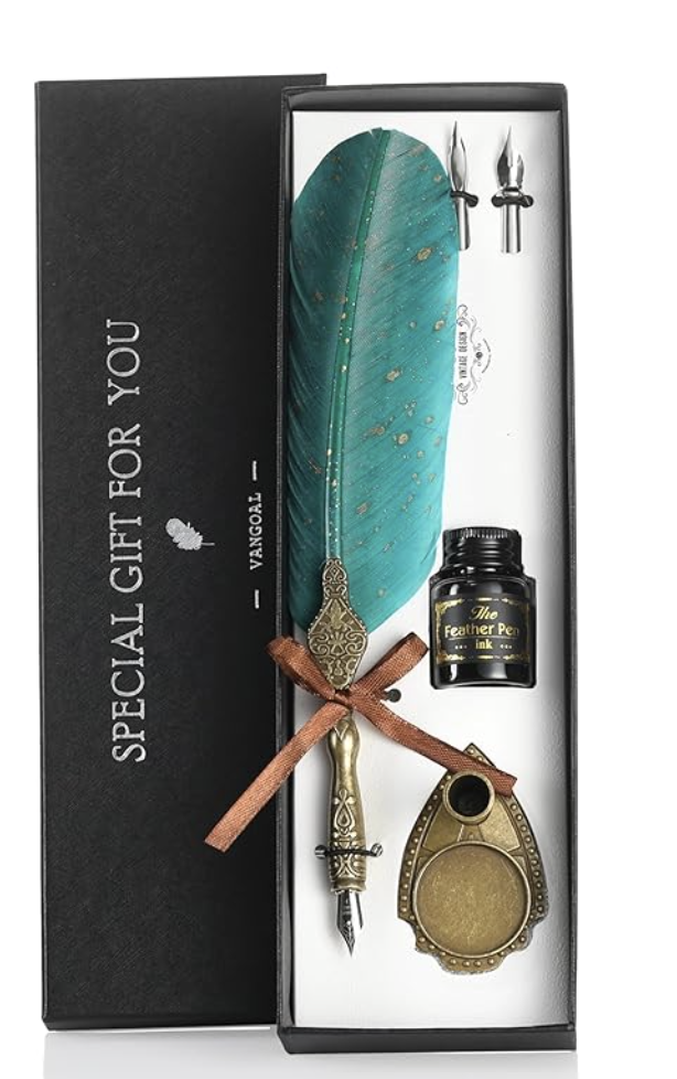 Glittering Calligraphy Quill Pen Set — Teal