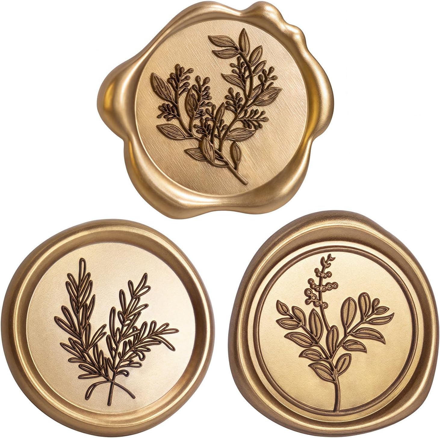 Vintage bronze wax seal sticker set — 60 self-adhesive florals for envelopes